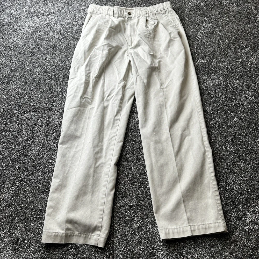 Docker Pants Mens 34x32 Beige Chino Pleated Front Classic Fit‎ Slash Pocket